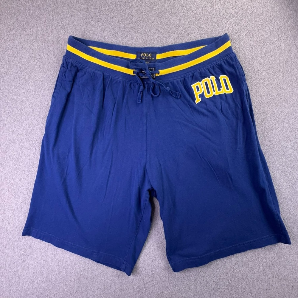 Polo Ralph Lauren Shorts Mens Large Blue‎ Lounge Sleepwear Drawstring Spellout